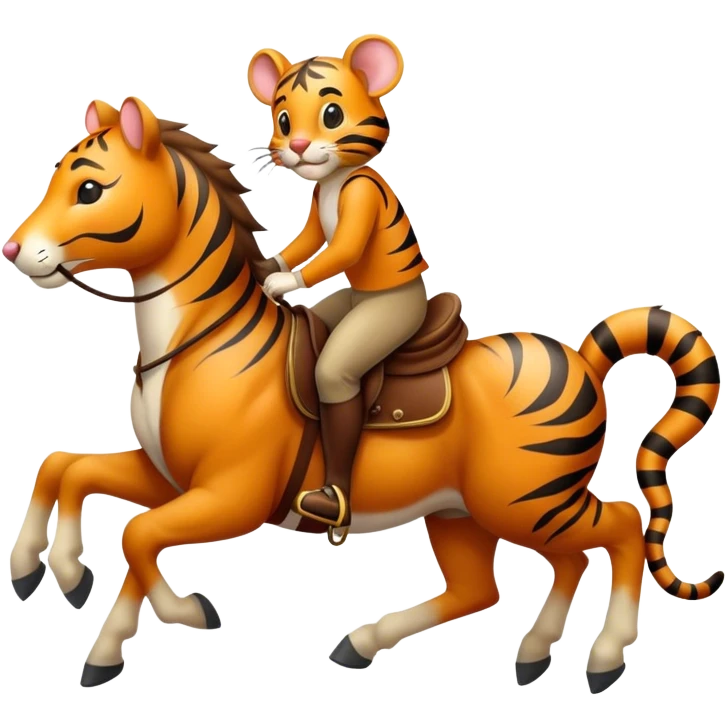 a mouse and a tiger riding a horse emoji