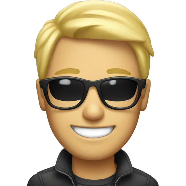 a smiling blond man with sunglasses emoji