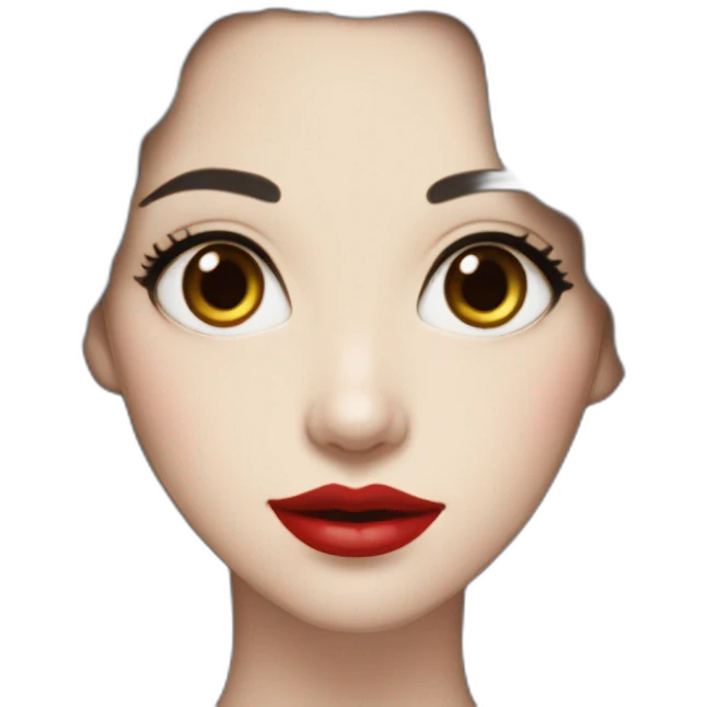 Beautiful woman,Black hair,wavy hair，long hair,White skin,oval face,big eyes,Blackeyes,Red lips,Chinese emoji
