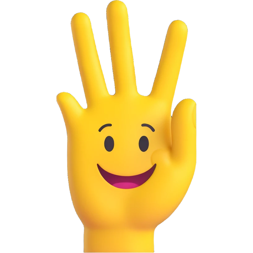 yellow hand making the 'OK' gesture with a smiley face sticker on the back, 3D emoji style emoji