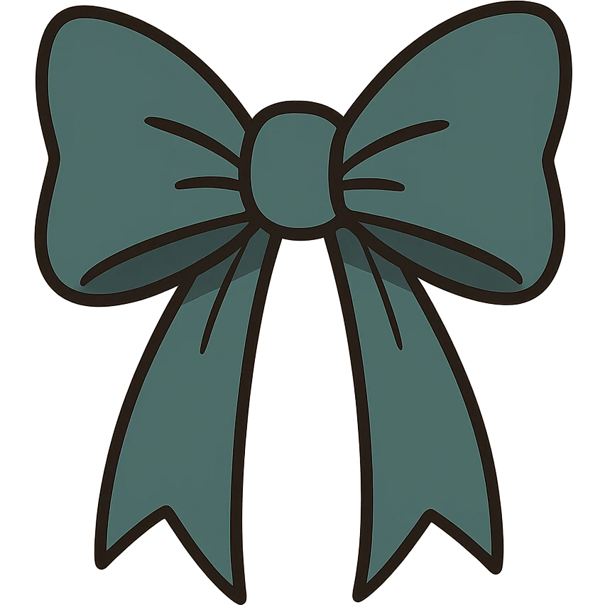 dark teal bow in flat toon style emoji
