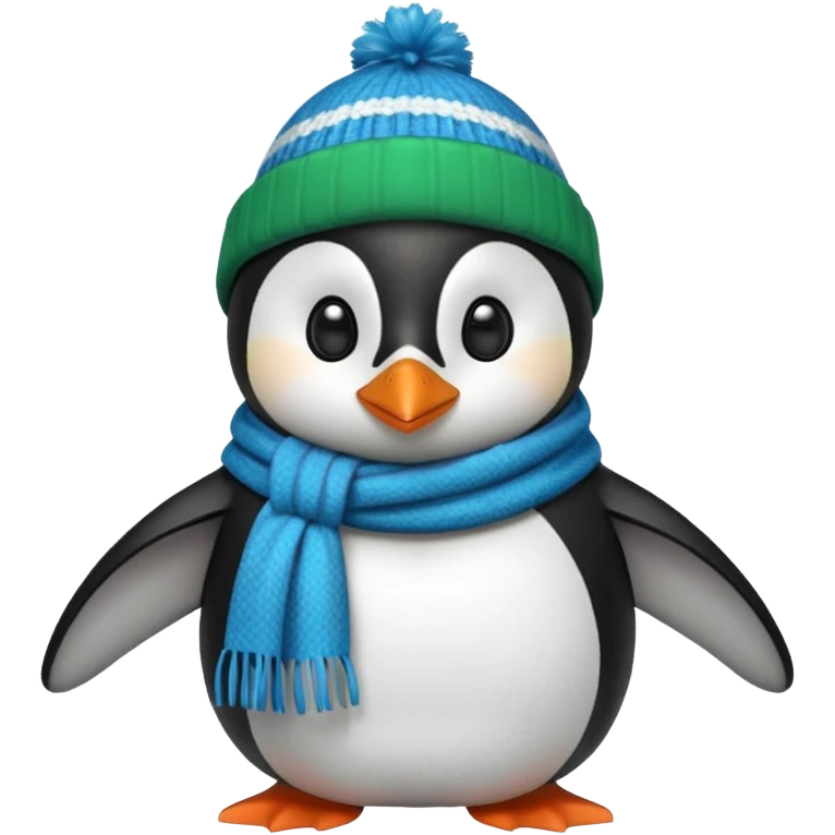Winter penguin wearing winter clothes with winter background emoji
