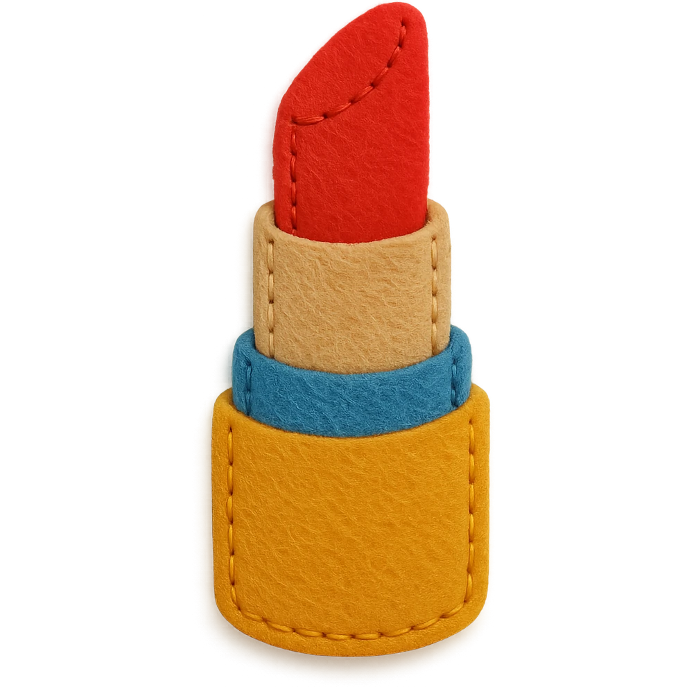lipstick emoji, felt patch style emoji