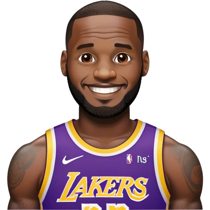 Lebron james smileing in a lakers jersey emoji