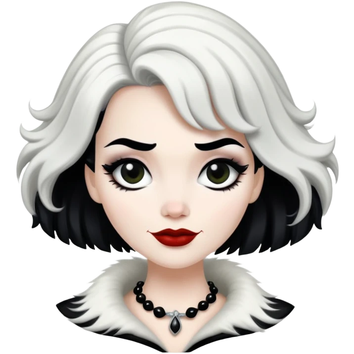 Cruella de Vil with black and white hair emoji