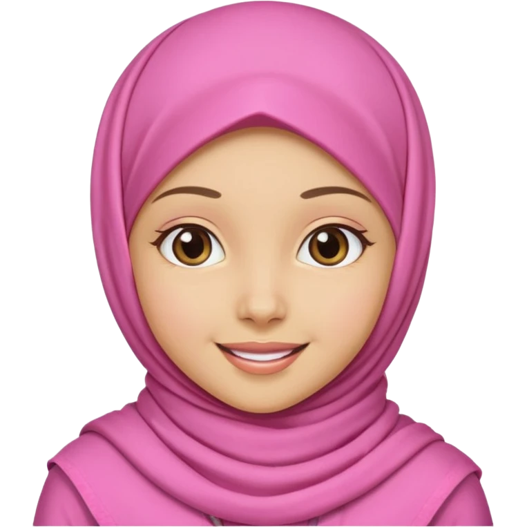 A medium light skin girl with pink hijab smile JANGAN KELIHATAN GIGI emoji