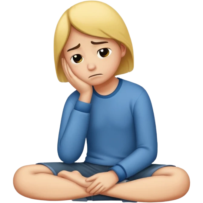 A person sitting with sad feeling emoji