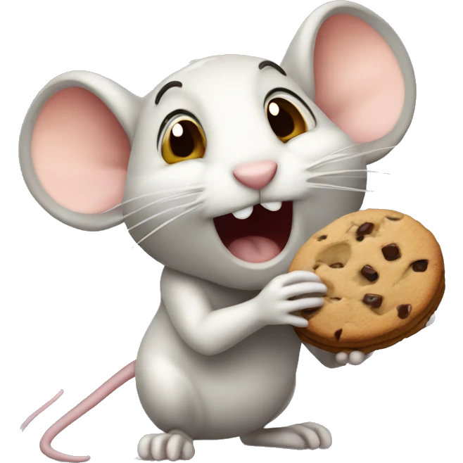 Mouse eating chocolate chip cookie emoji