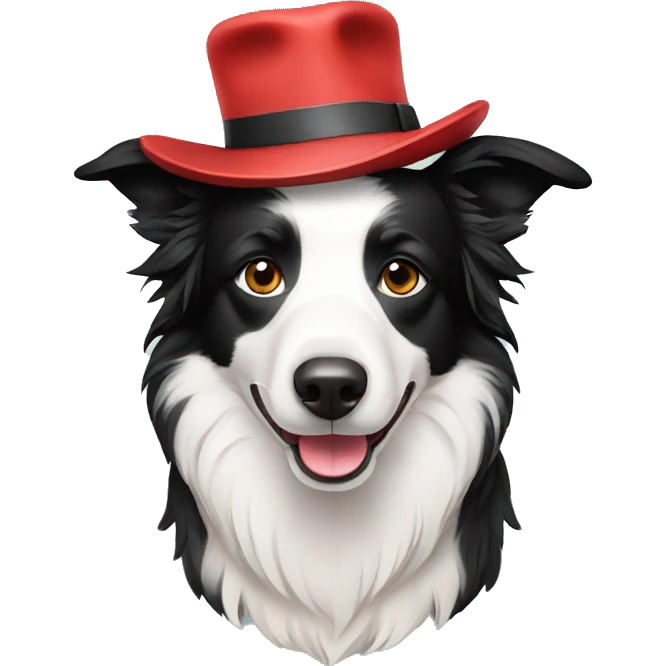 Border collie with hat emoji