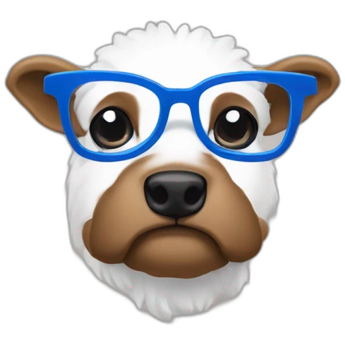 Mec brun avec lunettes bleues et petit bouc blanc emoji