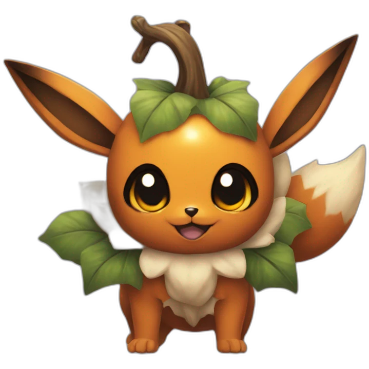 eevee pokemon style holding halloween pumpkin emoji
