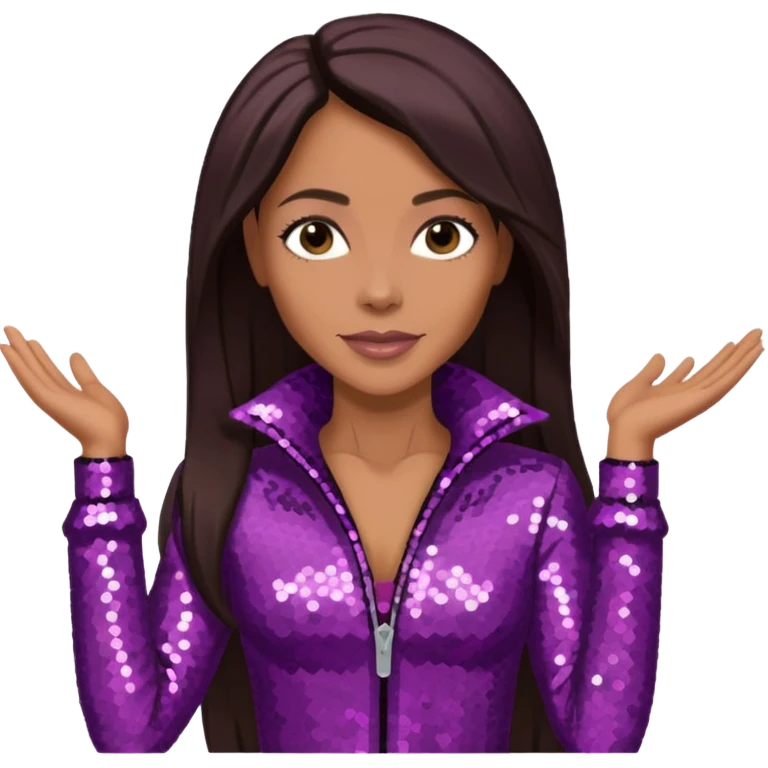 Jada Pinkett Smith with long dark brown hair, mauve sequin outfit emoji