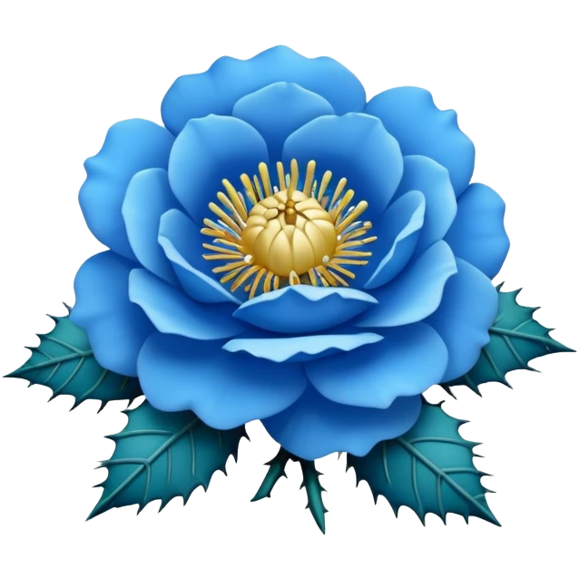 blue prickly rose emoji