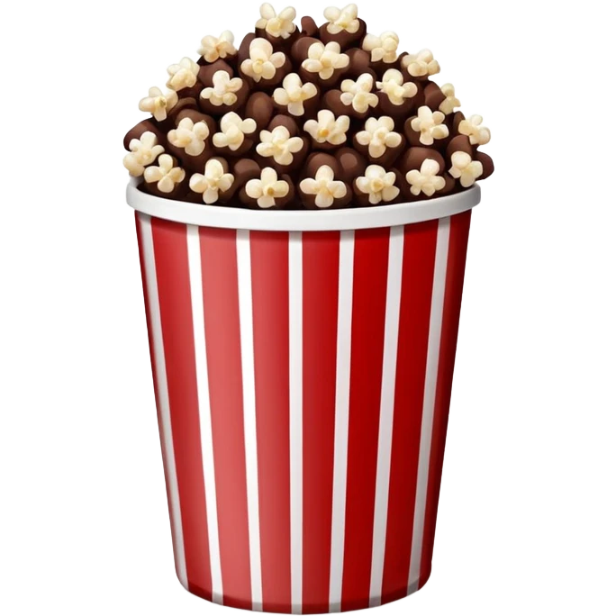 Chocolate popcorn in a paper jar with red and white vertical lines emoji