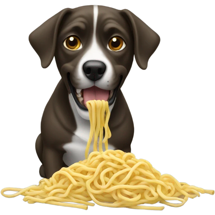 Dog eating noodles emoji