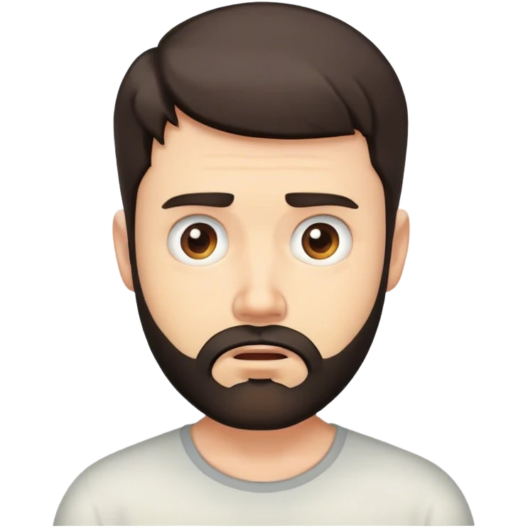 white man, short dark hair, beard, confused emoji