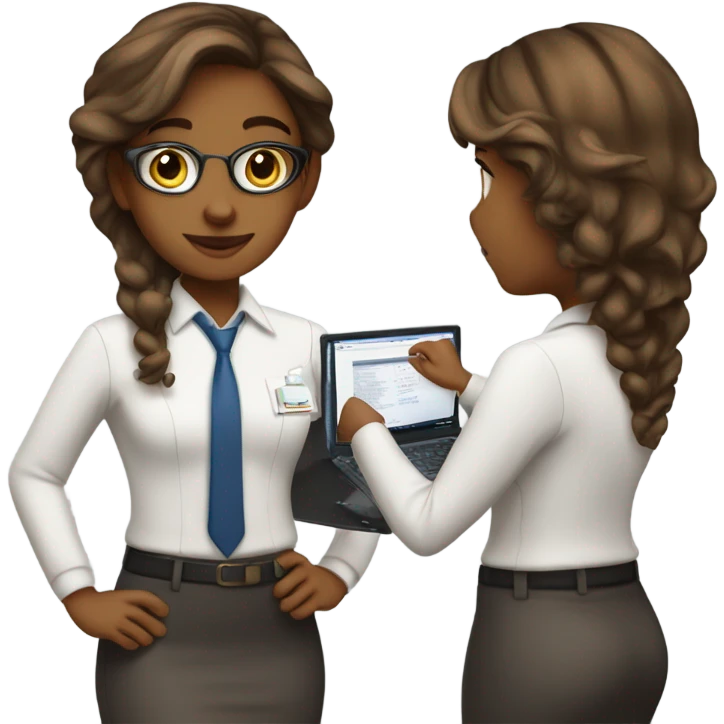 Medium hair Brown girl, computer science intern with a laptop emoji