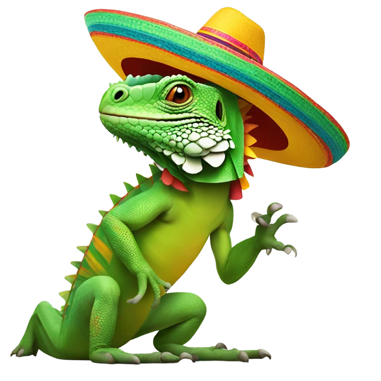 Iguana wearing a mexican sombrero emoji