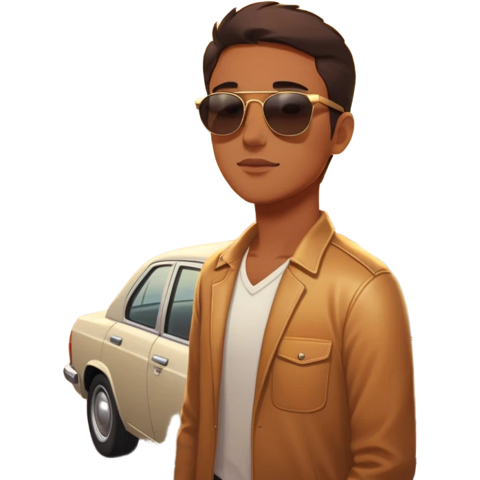 A parked car rests on the side of a long with a person outside , empty road stretching toward a golden sunset. The sky glows with warm colors, and the landscape ahead feels open, peaceful, and full of promise. love  emoji