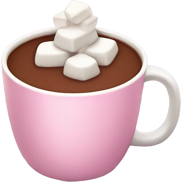 Hot chocolate with marshmallows on top in pink cup  emoji