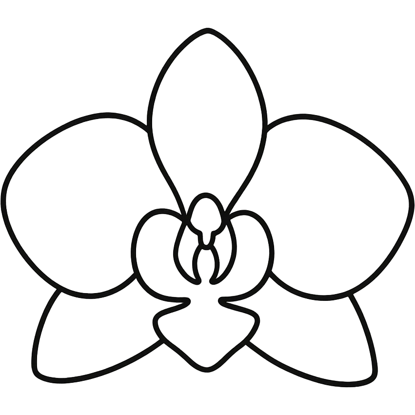 hand-drawn outline style orchid flower icon emoji