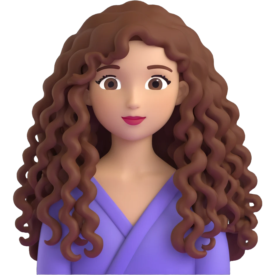 Girl with beautiful long curly hair emoji