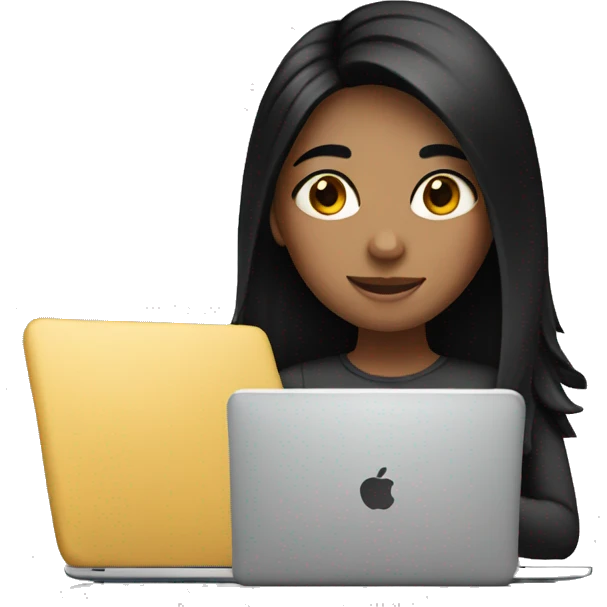 girl with black hair and laptop emoji