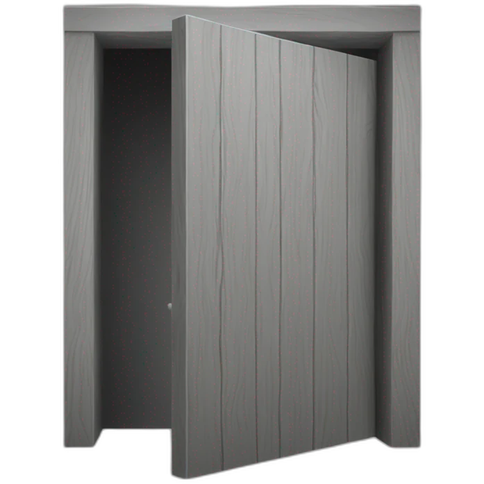One gray wood open door perspective emoji