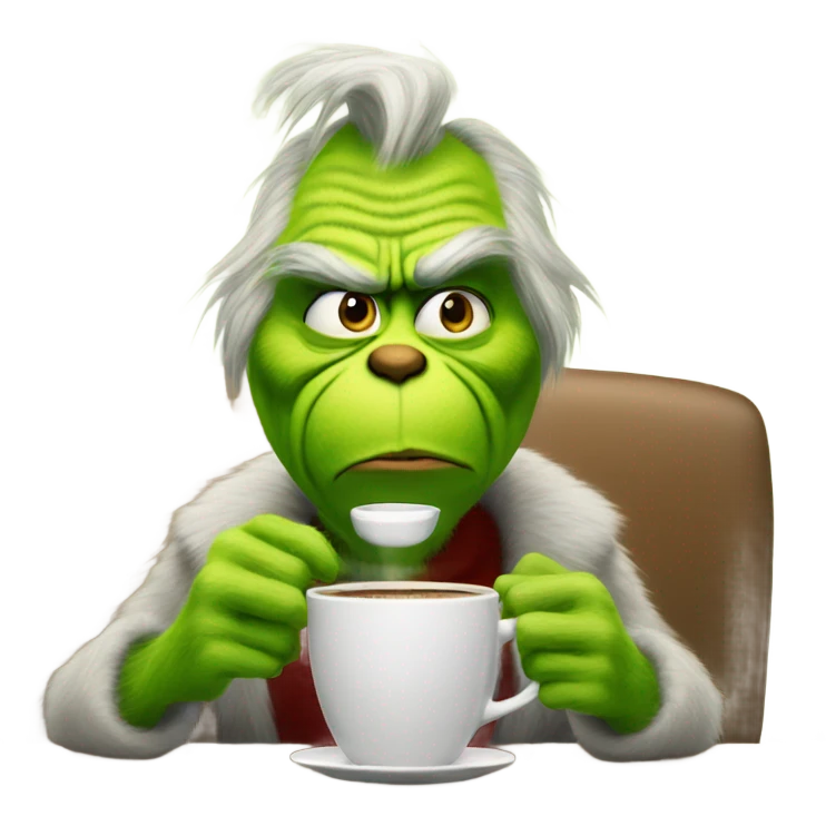 Grinch drinking coffee emoji