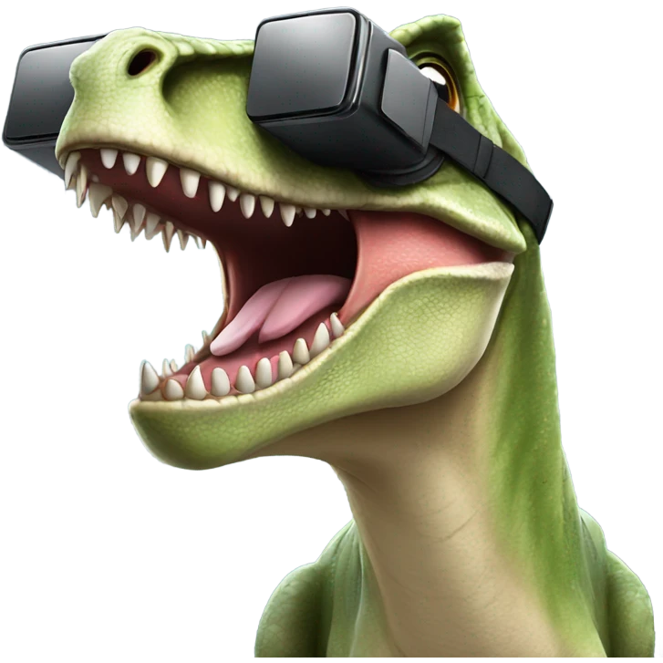 dino wearing vr headset and smile emoji