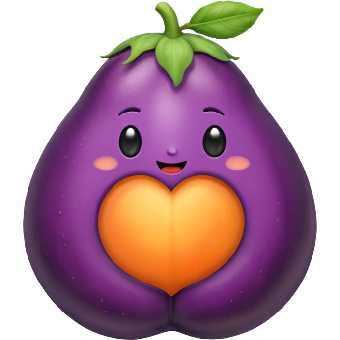 an eggplant inside a peach emoji