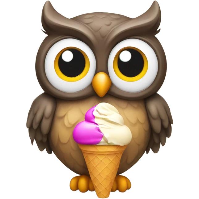 Owl with ice cream emoji