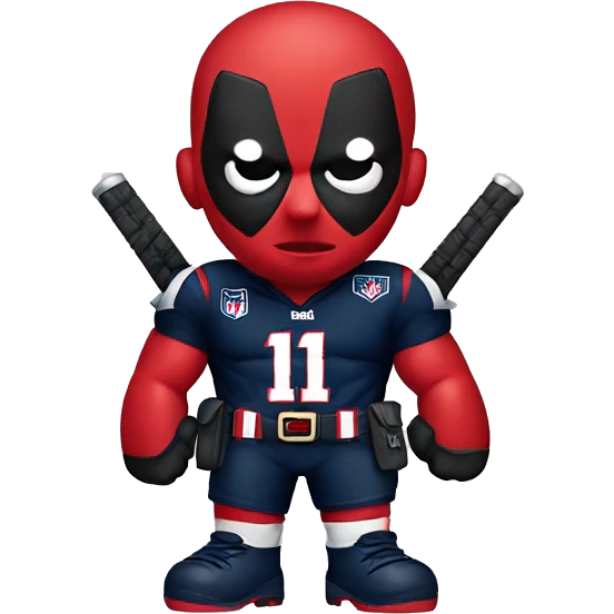 Deadpool wearing patriots jersey emoji