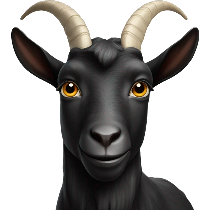 black goat with white spot on head and no horns  emoji