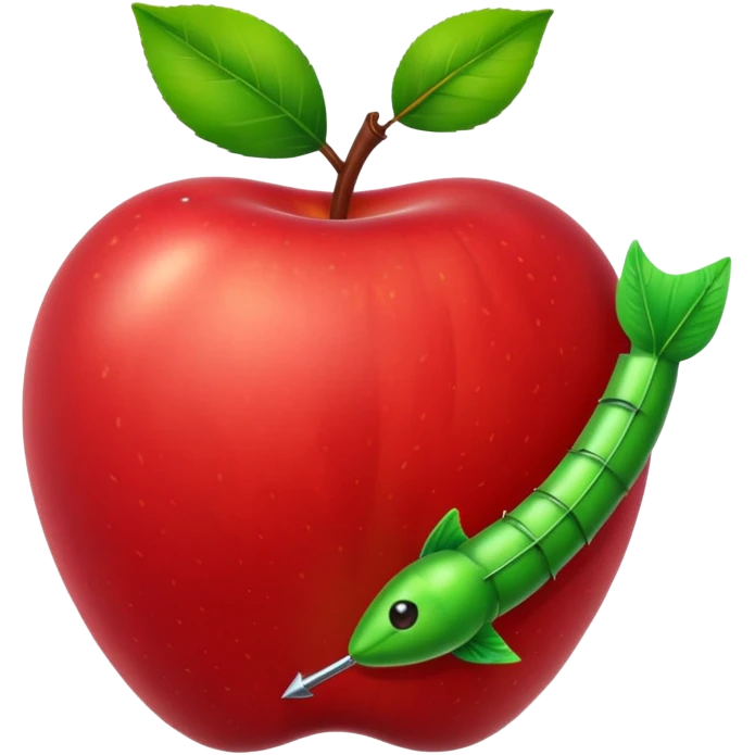 arrow in apple with worm emoji