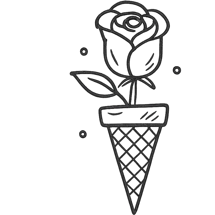 ice rose, hand drawn icon style, no fill emoji
