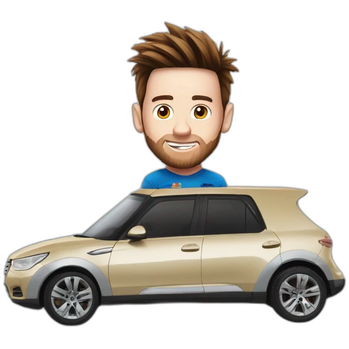 Messi sur une voiture emoji