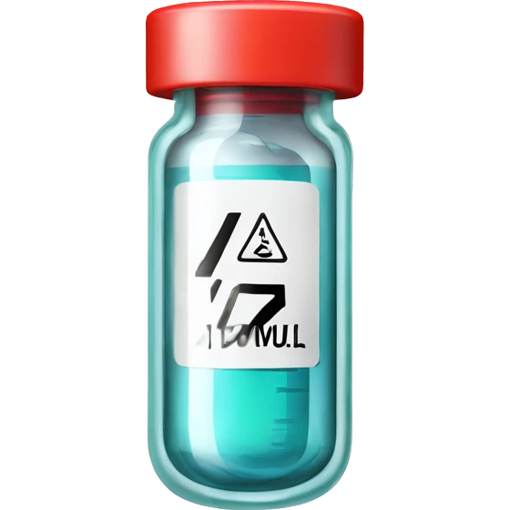 Clear glass insulin vial with a hazardous sign label emoji