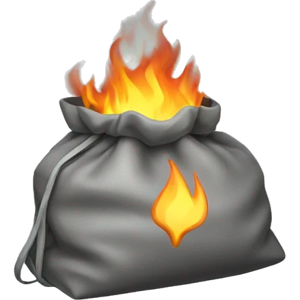grey burning bag  emoji