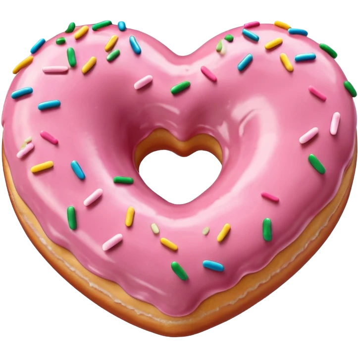 Realistic isolated heart shaped donut with pale pink frosting. emoji