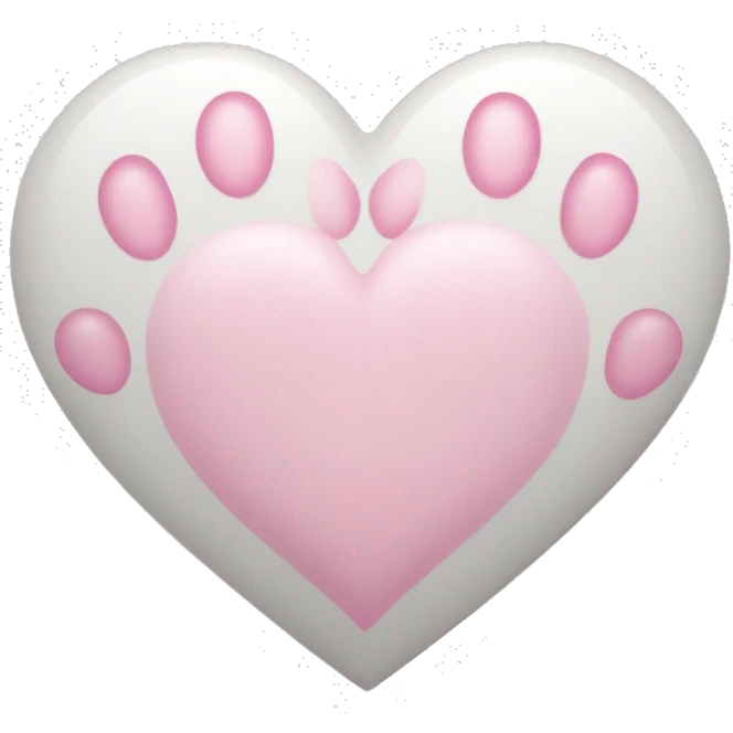White heart with small pink paw prints on it emoji