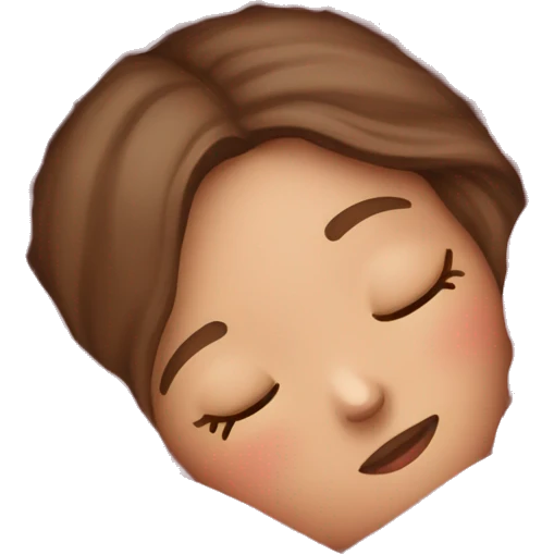 White Girl brown hair sleeping cozy in folded pink blanket  emoji