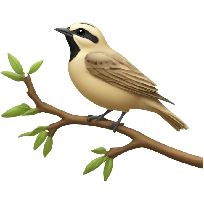 A lark sings while sitting on a branch emoji