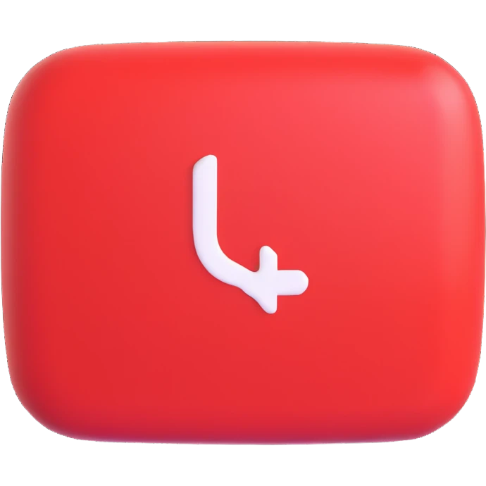 YouTube icon, 3D effect, glossy, vibrant red emoji