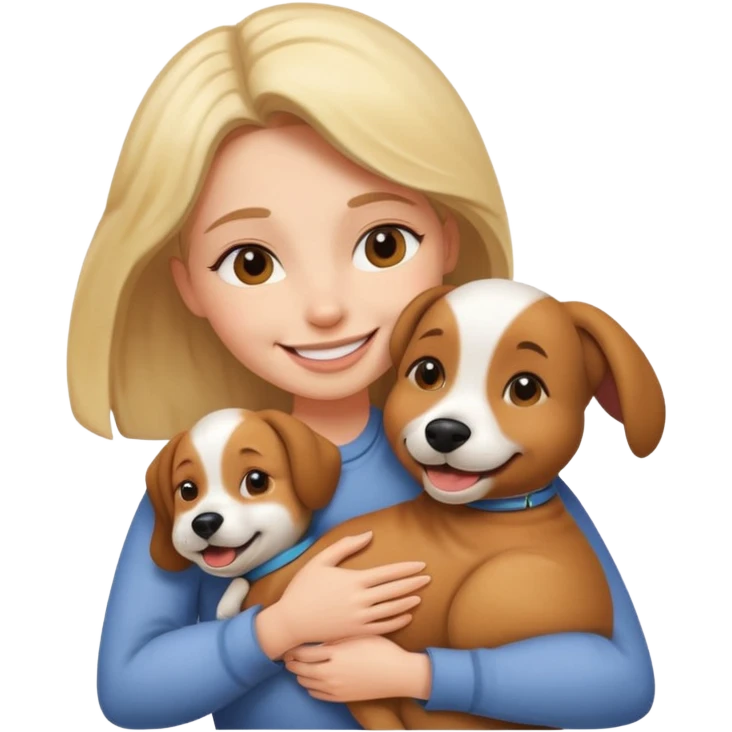 Woman hugging dog emoji