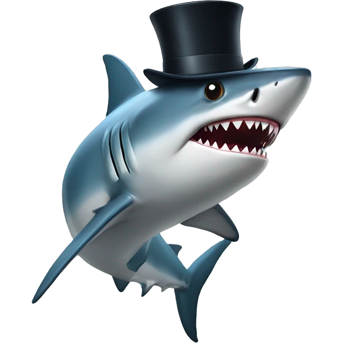 Shark with a top hat emoji