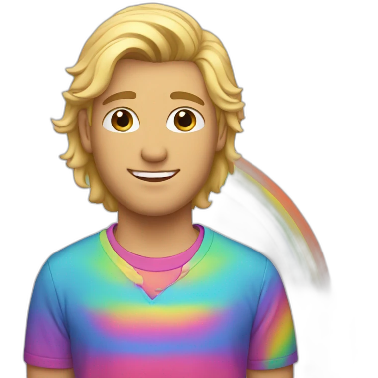 Blonde guy with rainbow shirt emoji