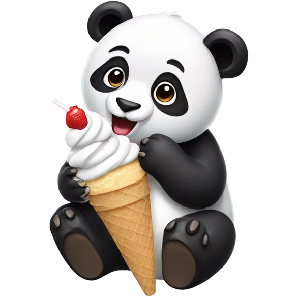 Panda eating ice cream emoji