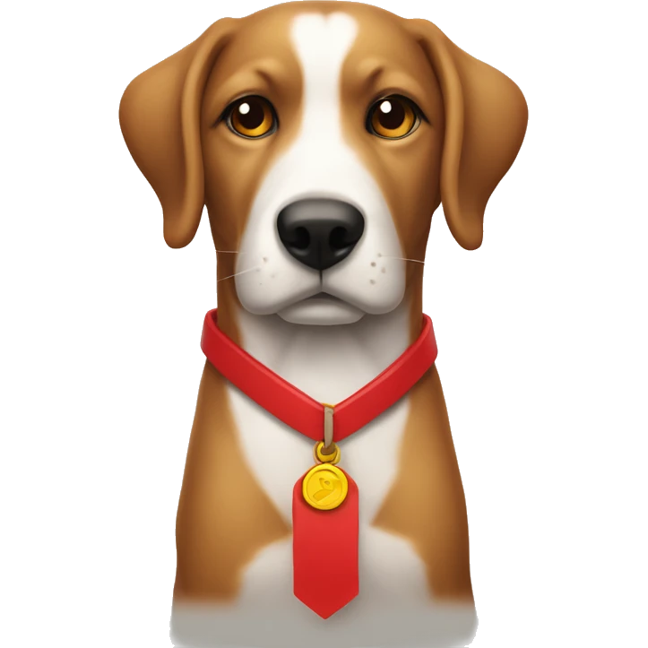 un perro sentado con correa roja  emoji