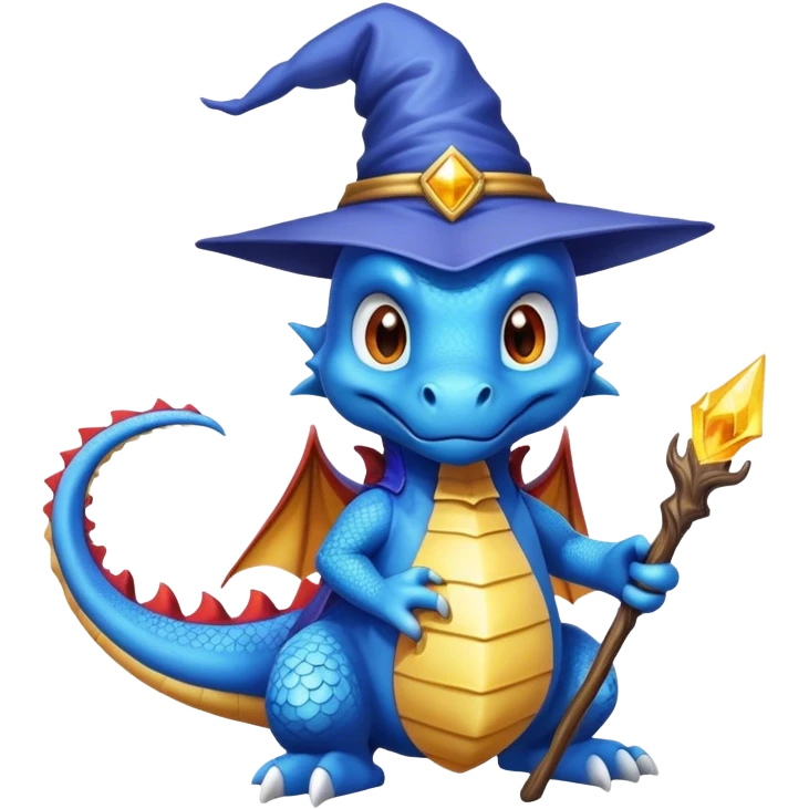 Blue dragon with a wizard hat emoji